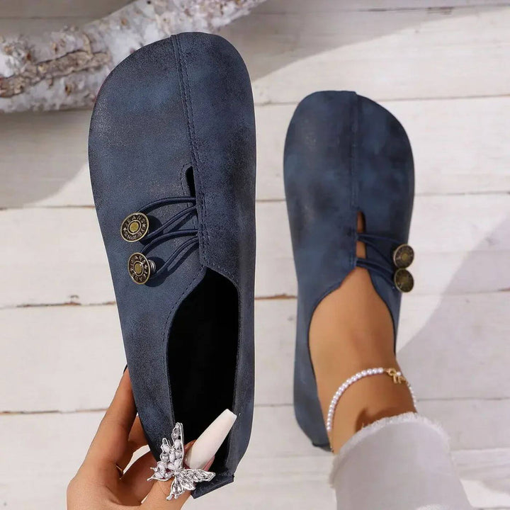 Women's Cutout Slip-On Shoes with Button Closure