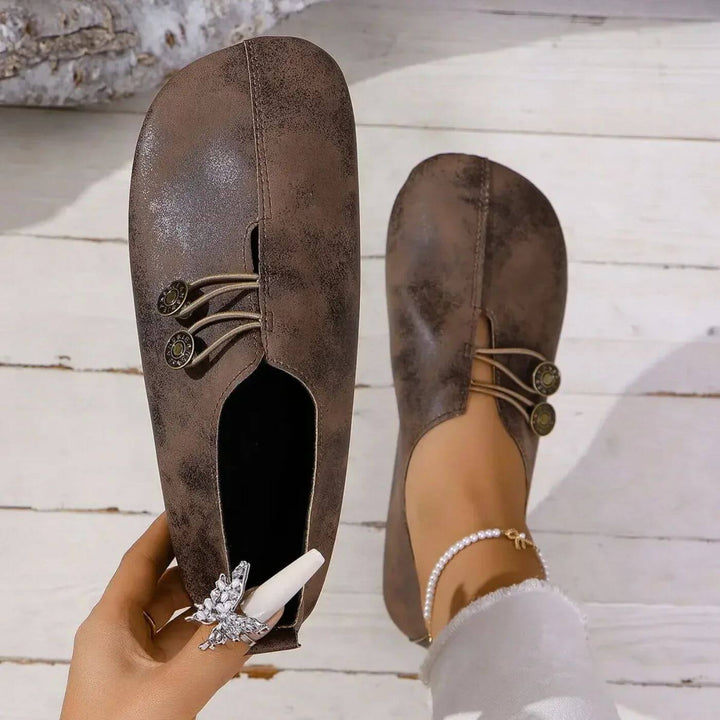 Women's Cutout Slip-On Shoes with Button Closure