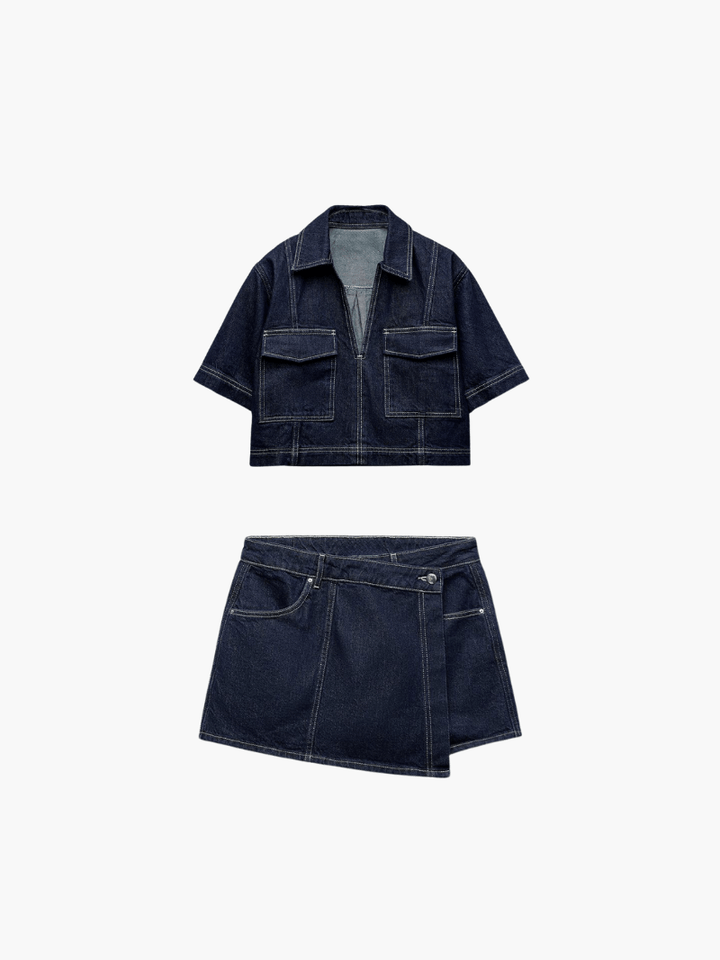 Women's Denim Top & Skort Co-Ord Set