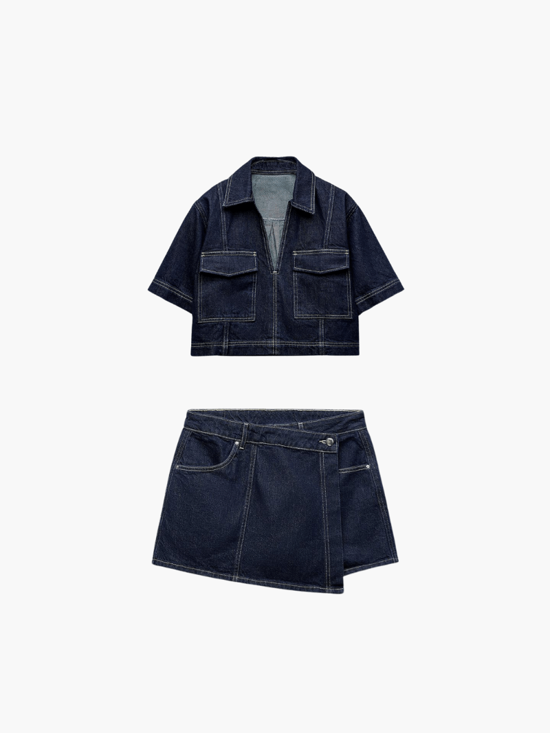 Women's Denim Top & Skort Co-Ord Set