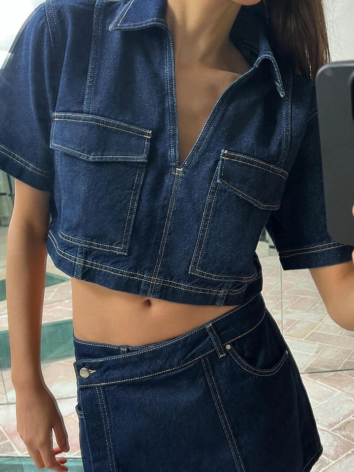 Women's Denim Top & Skort Co-Ord Set