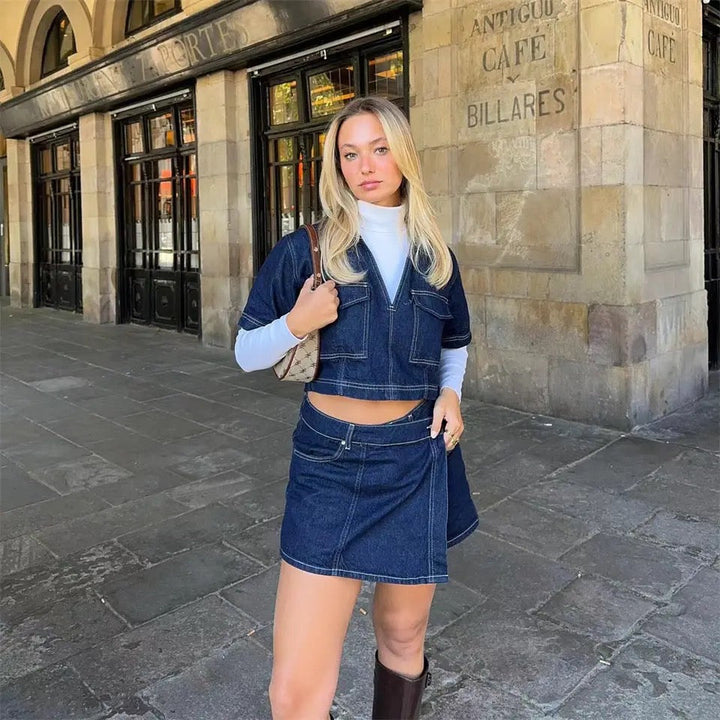 Women's Denim Top & Skort Co-Ord Set