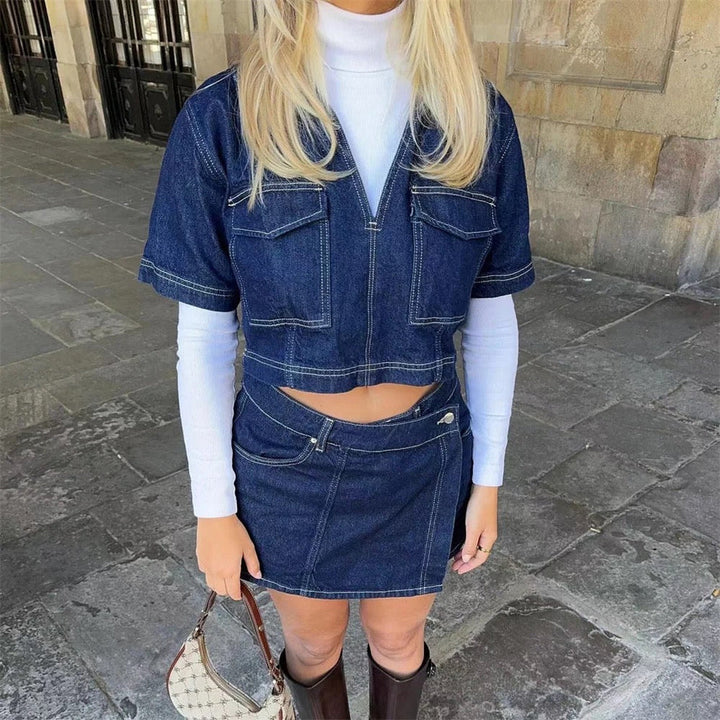 Women's Denim Top & Skort Co-Ord Set