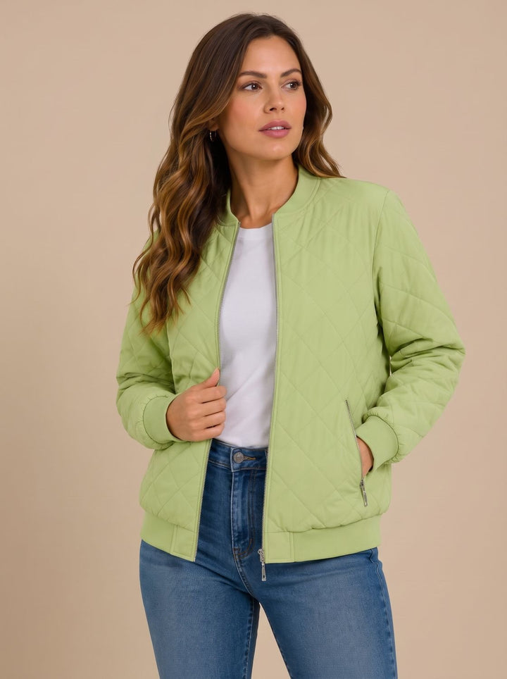 Women's Diamond Quilted Bomber Jacket