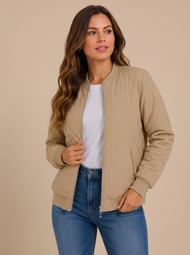 Women's Diamond Quilted Bomber Jacket