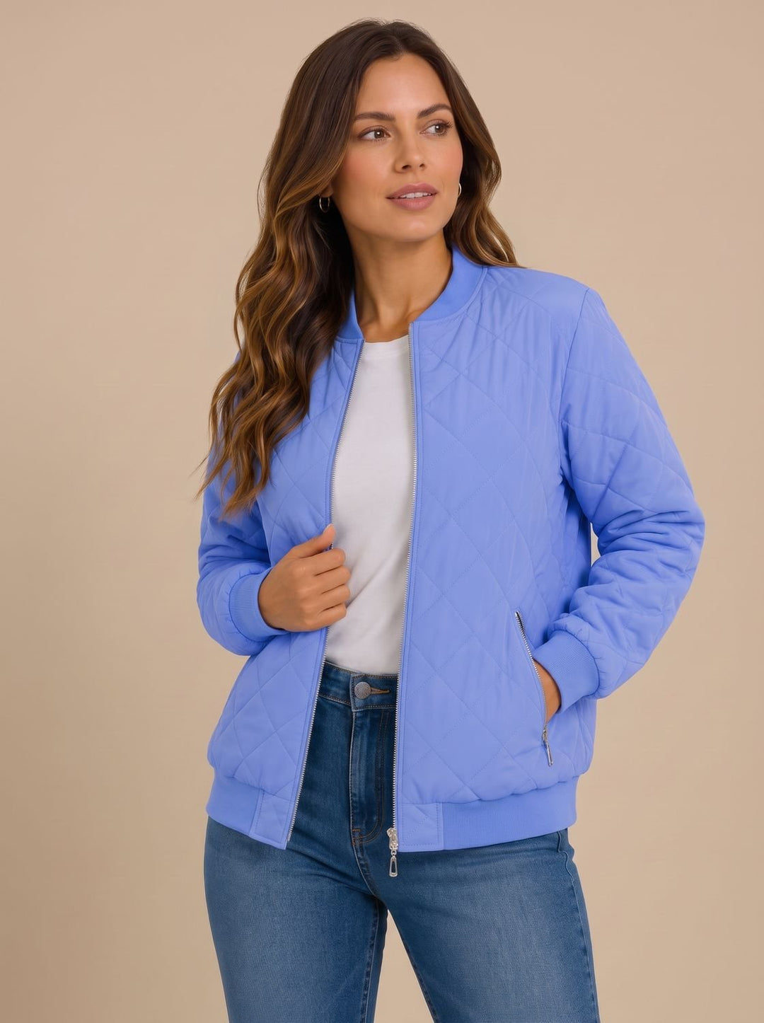 Women's Diamond Quilted Bomber Jacket