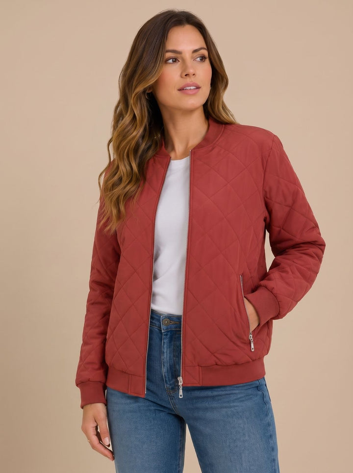 Women's Diamond Quilted Bomber Jacket