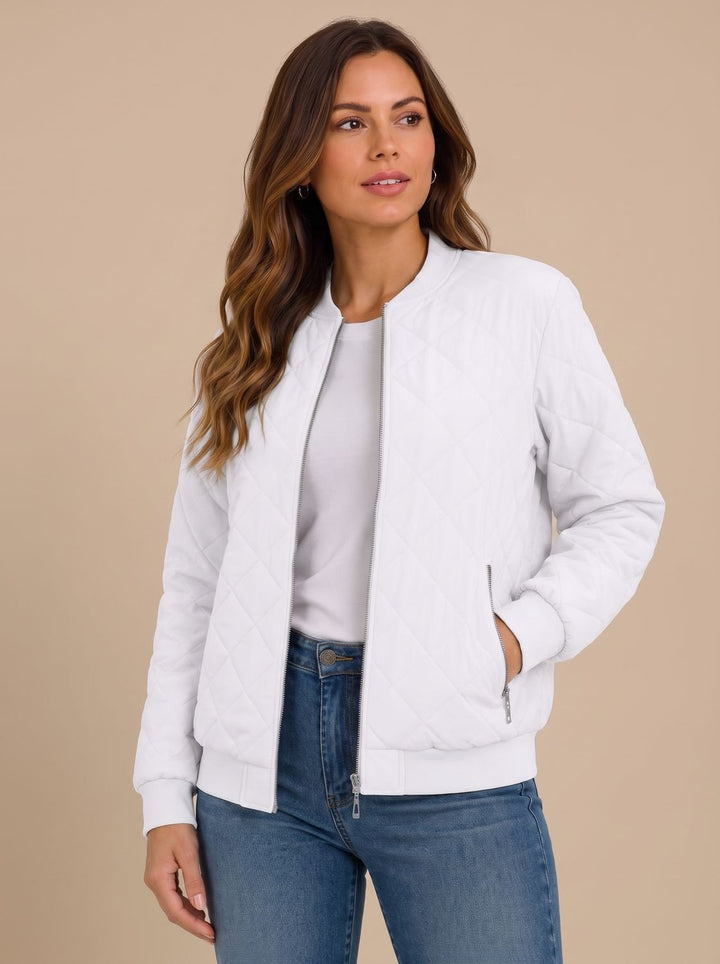 Women's Diamond Quilted Bomber Jacket