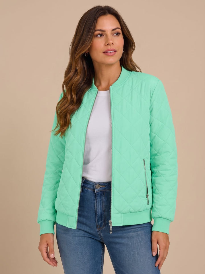 Women's Diamond Quilted Bomber Jacket