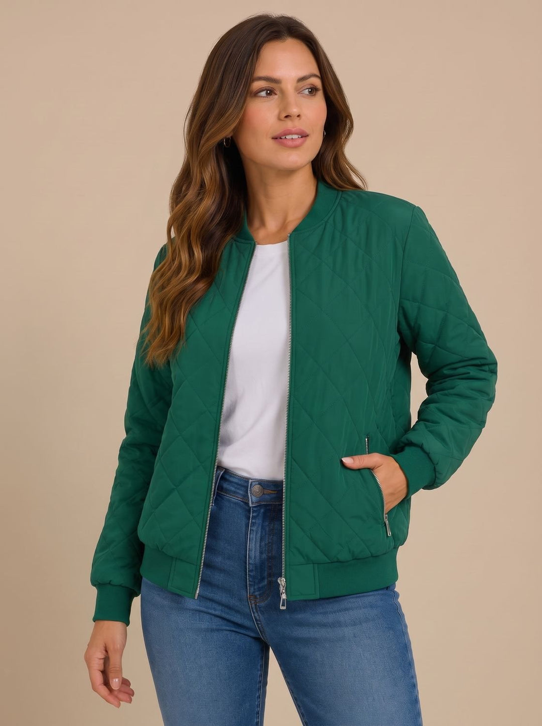 Women's Diamond Quilted Bomber Jacket