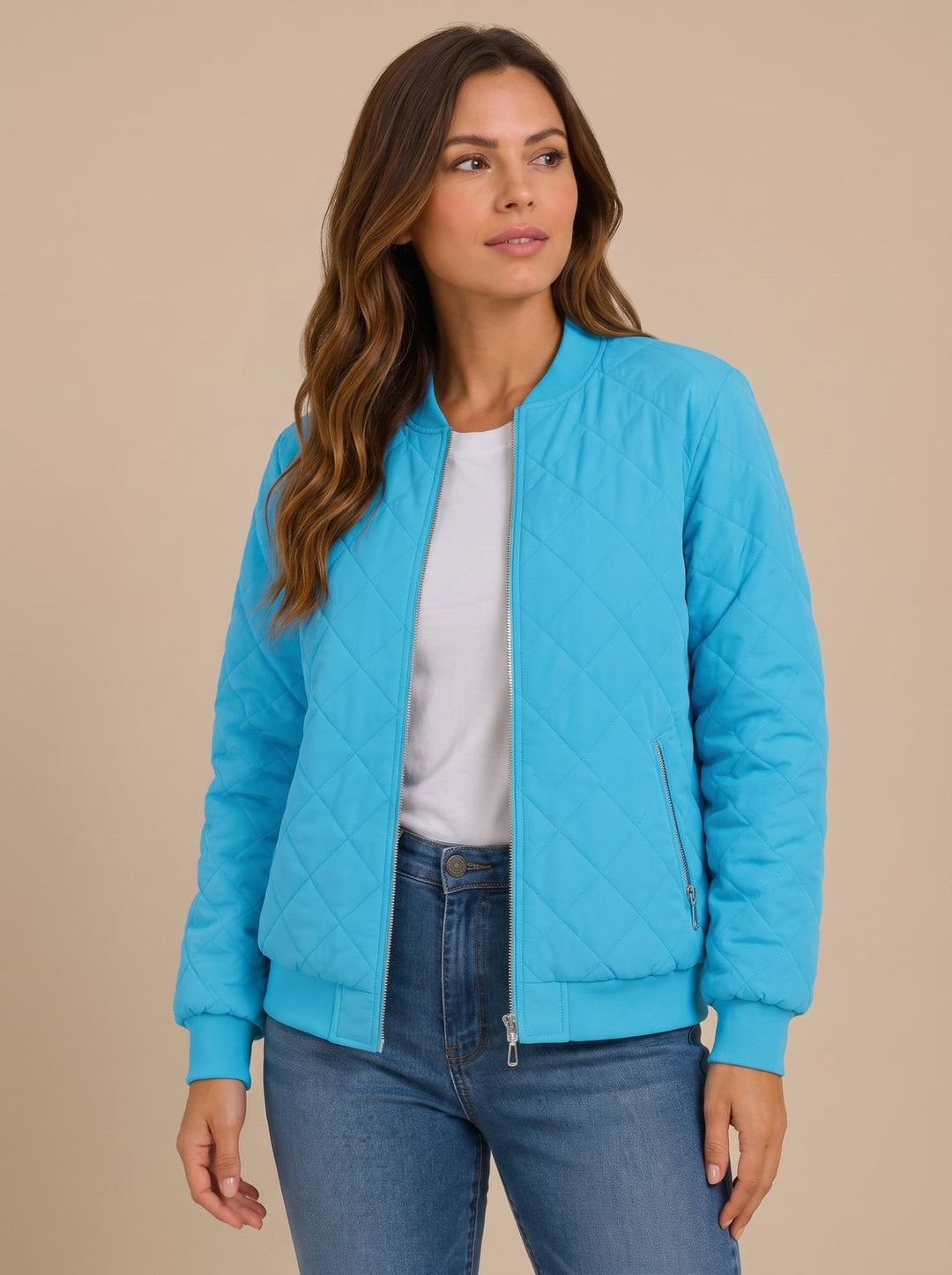 Women's Diamond Quilted Bomber Jacket