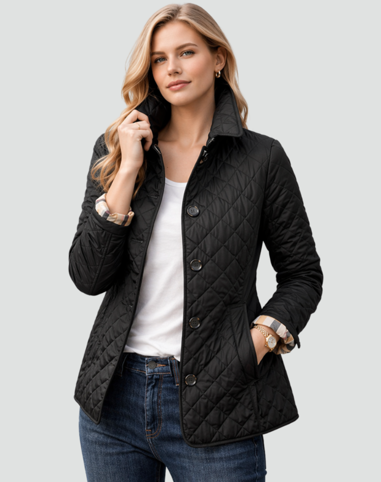 Women's Diamond Quilted Button-Front Coat