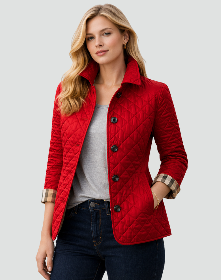 Women's Diamond Quilted Button-Front Coat