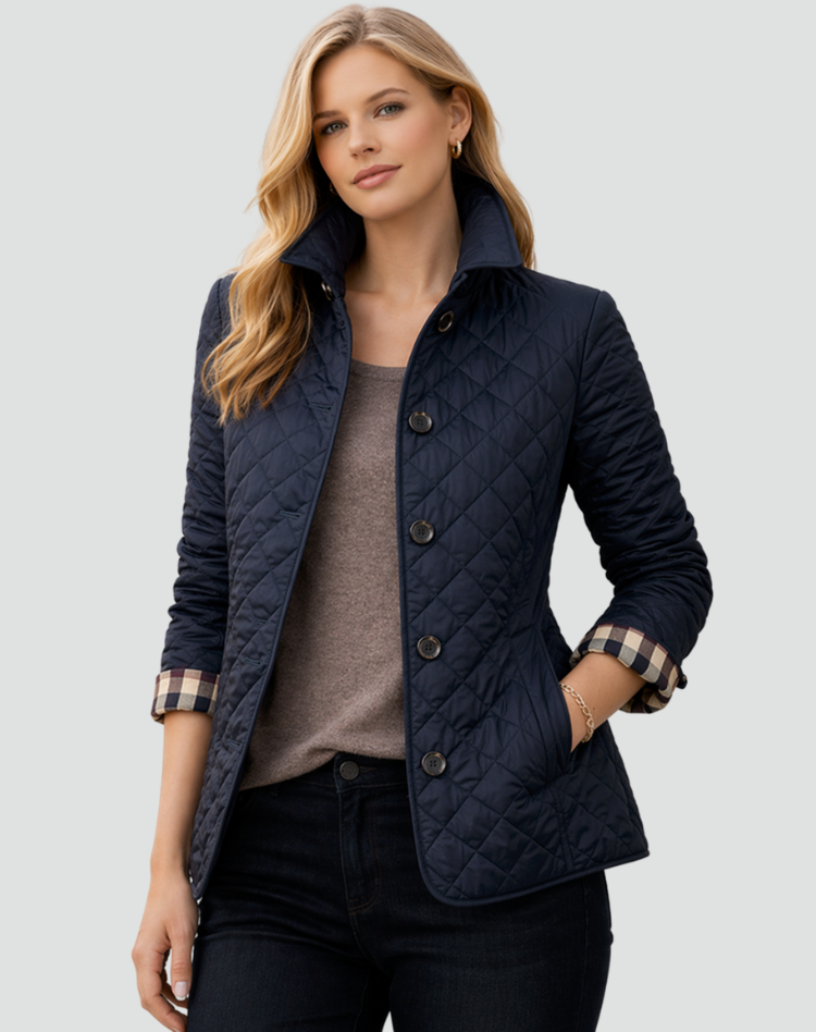 Women's Diamond Quilted Button-Front Coat