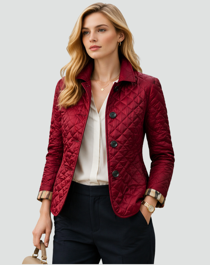 Women's Diamond Quilted Button-Front Coat