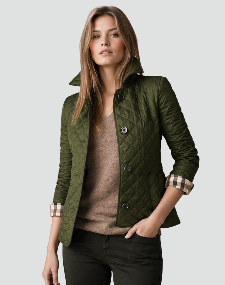 Women's Diamond Quilted Button-Front Coat