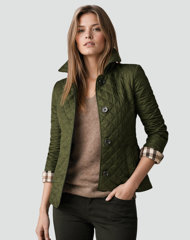 Women's Diamond Quilted Button-Front Coat