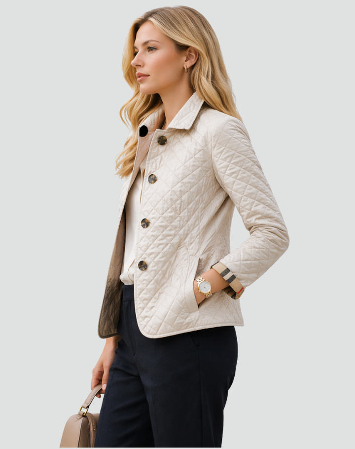Women's Diamond Quilted Button-Front Coat