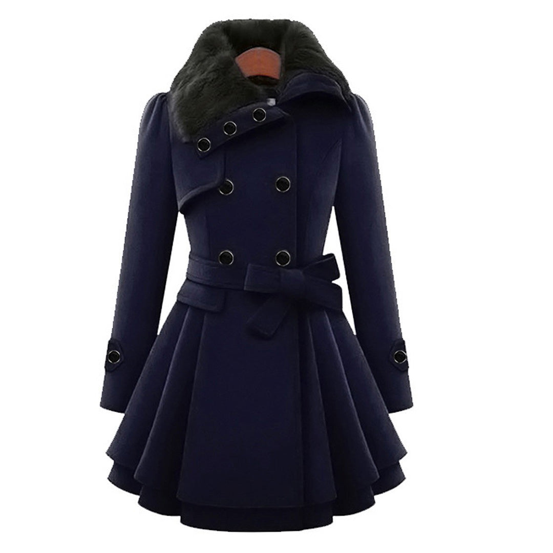 Women's Double-Breasted Belted Long Coat