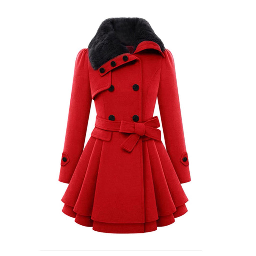 Women's Double-Breasted Belted Long Coat