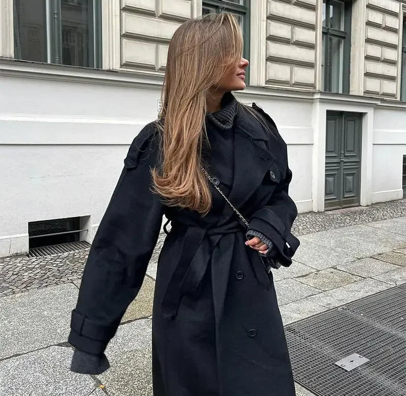 Women's Double-Breasted Belted Trench Coat