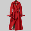 Women's Double-Breasted Belted Trench Coat with Wide Lapels