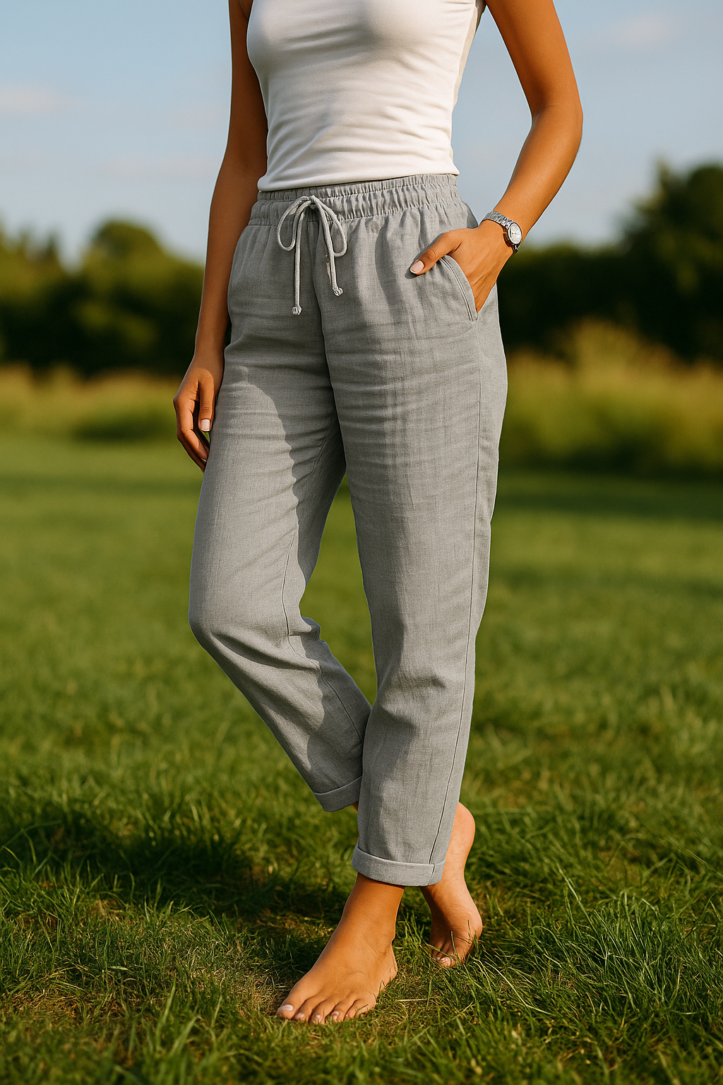 Women's Elastic-Waist Trousers