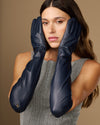 Women's Elbow-Length Faux Leather Evening Gloves in Navy