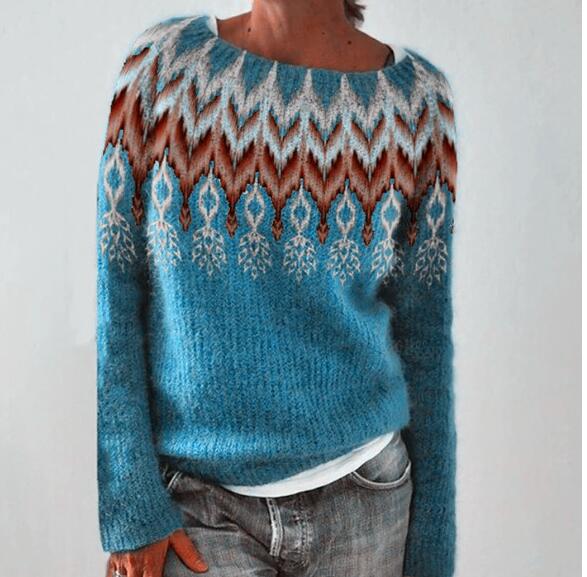 Women's Fair Isle Crew-Neck Oversized Sweatshirt