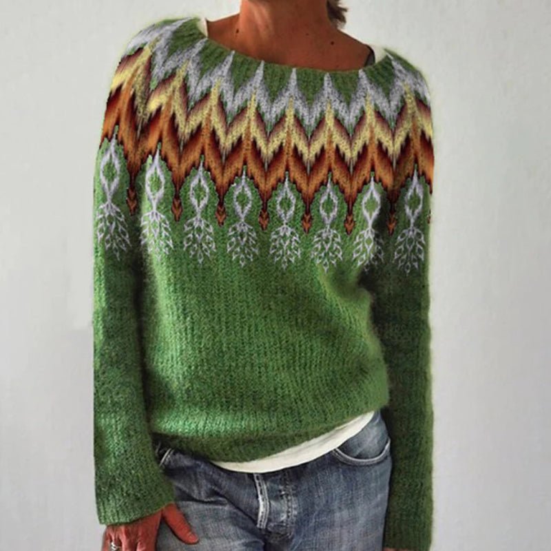 Women's Fair Isle Crew-Neck Oversized Sweatshirt