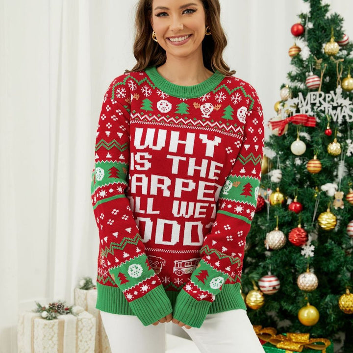 Women's Christmas Jumper Fair Isle Slogan Crew Neck