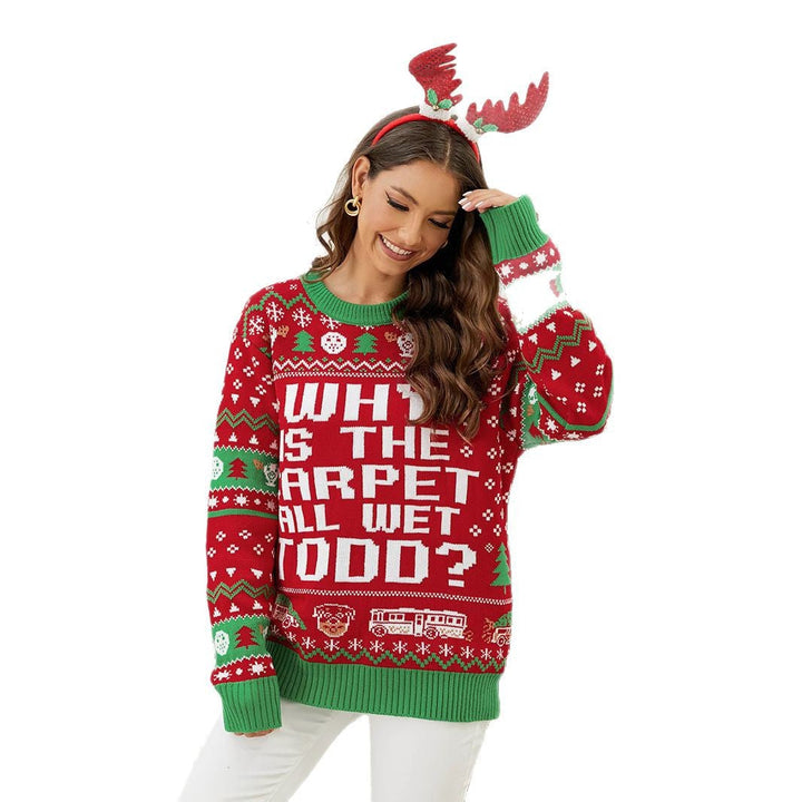 Women's Christmas Jumper Fair Isle Slogan Crew Neck