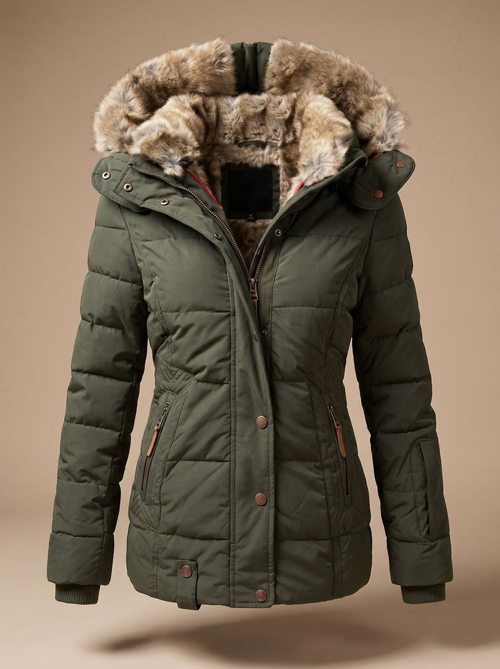 Women's Faux-Fur Hooded Quilted Puffer Coat