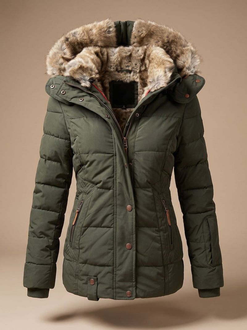 Women's Faux-Fur Hooded Quilted Puffer Coat