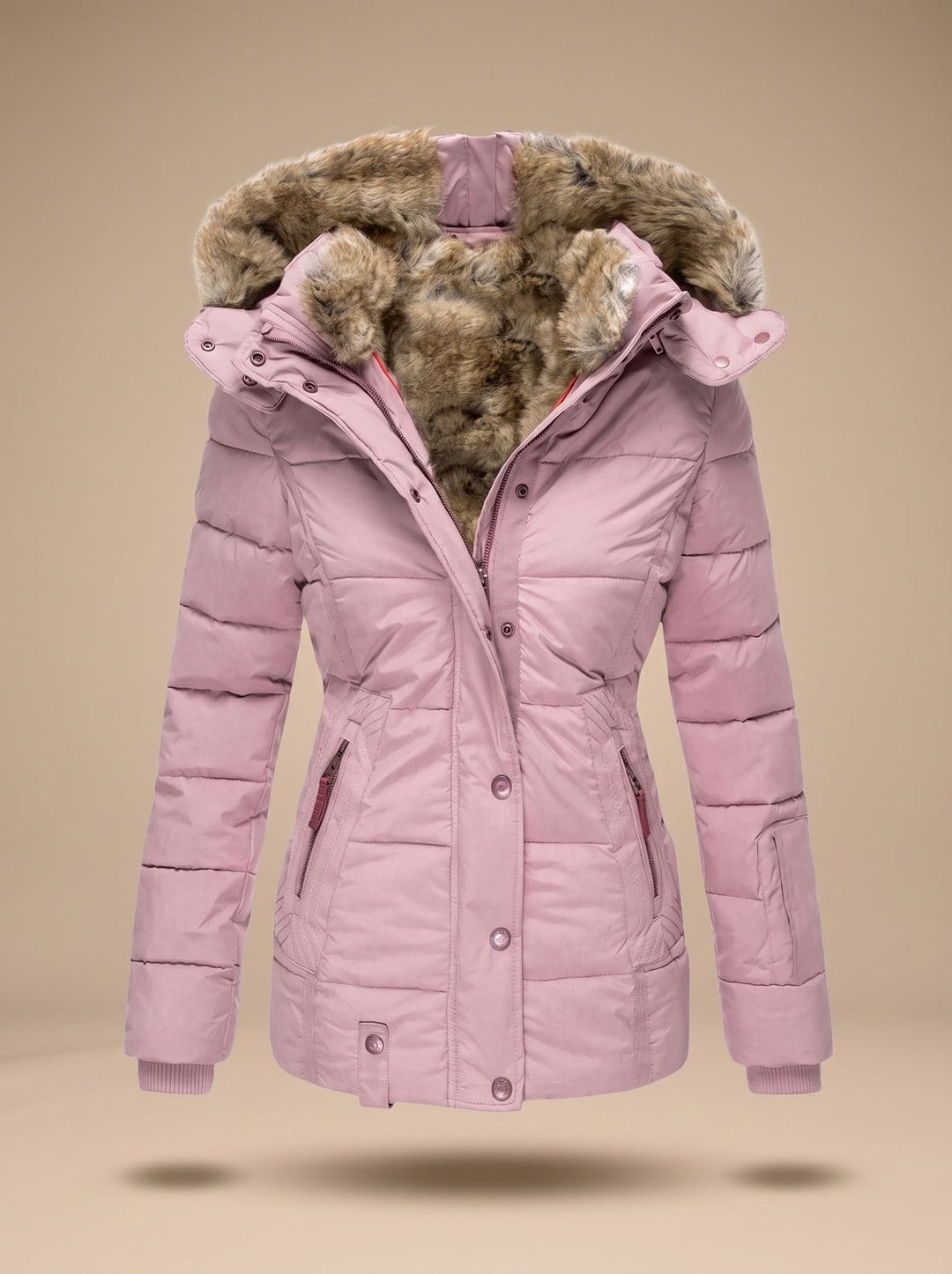 Women's Faux-Fur Hooded Quilted Puffer Coat