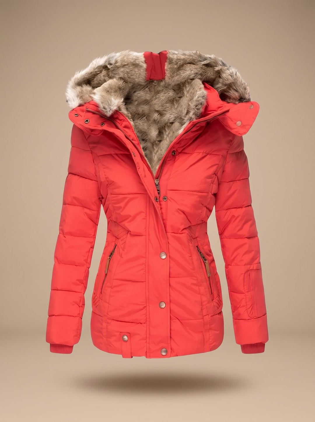 Women's Faux-Fur Hooded Quilted Puffer Coat