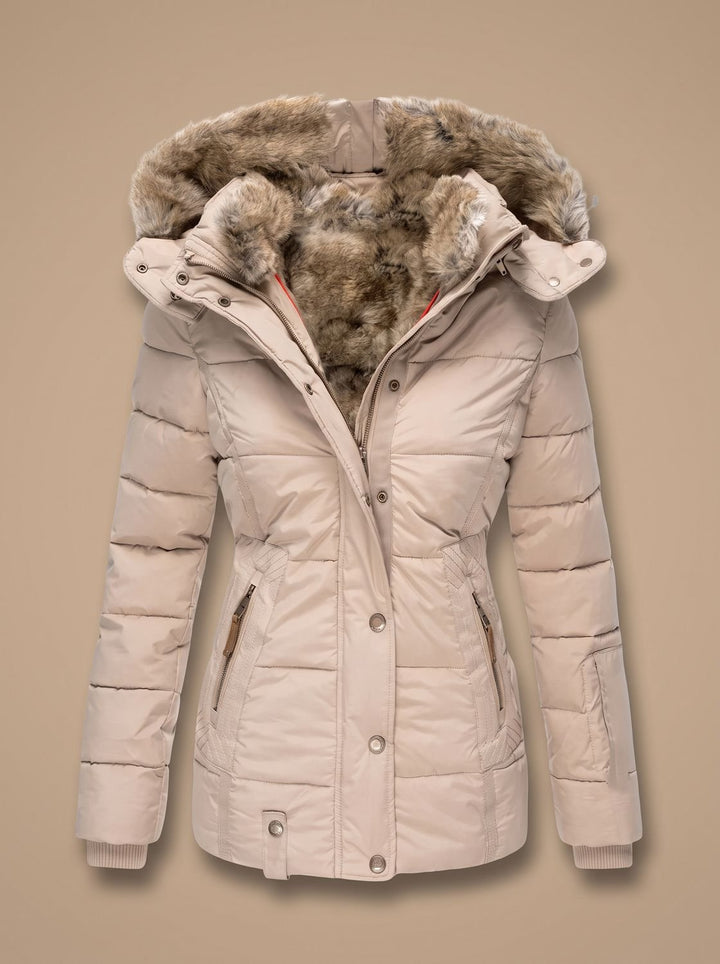 Women's Faux-Fur Hooded Quilted Puffer Coat