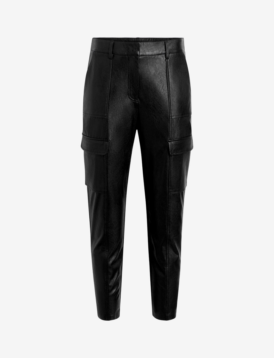 Women's Faux Leather Cropped Cargo Trousers