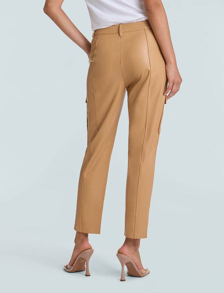 Women's Faux Leather Cropped Cargo Trousers