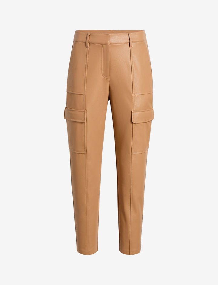 Women's Faux Leather Cropped Cargo Trousers