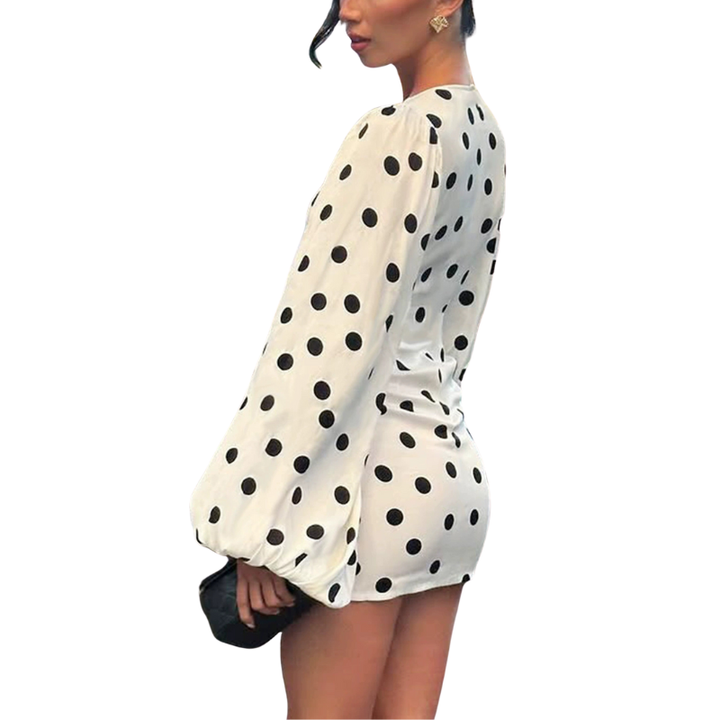 Women's Fitted V-Neck Long-Sleeve Dress