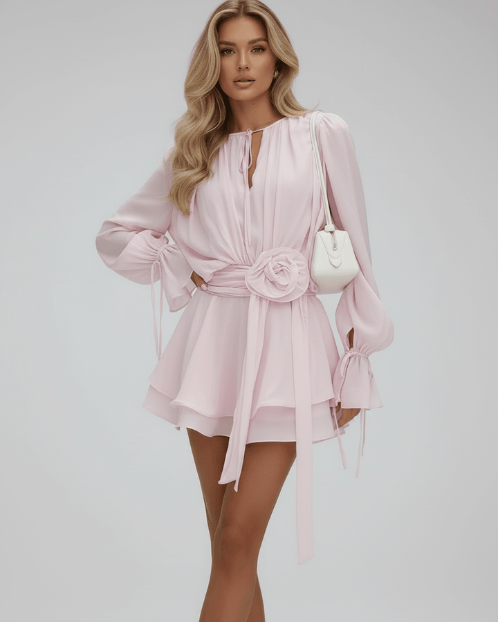 Women's Floral Flare-Sleeve Mini Dress