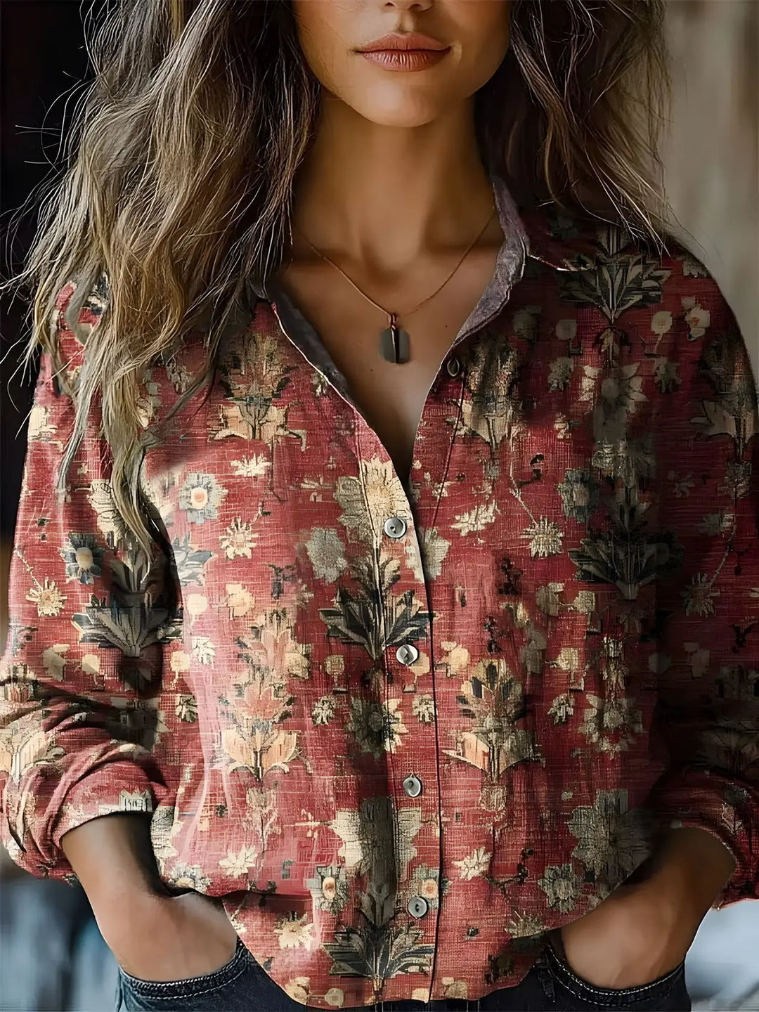 Women's Floral Long-Sleeve Blouse