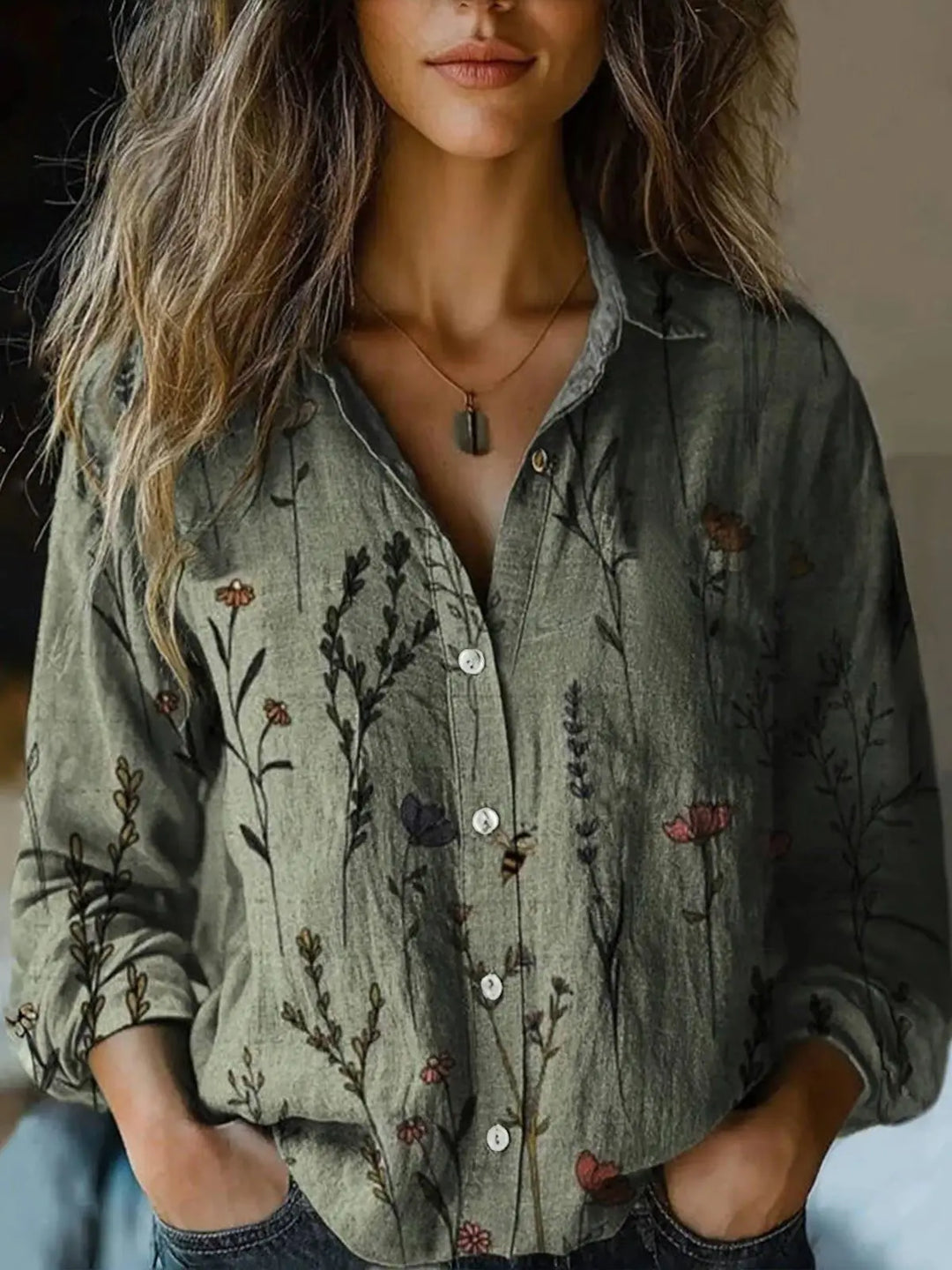 Women's Floral Long-Sleeve Blouse