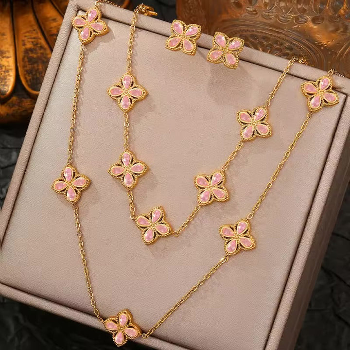 Women's Four-Leaf Clover Charm Jewellery Set