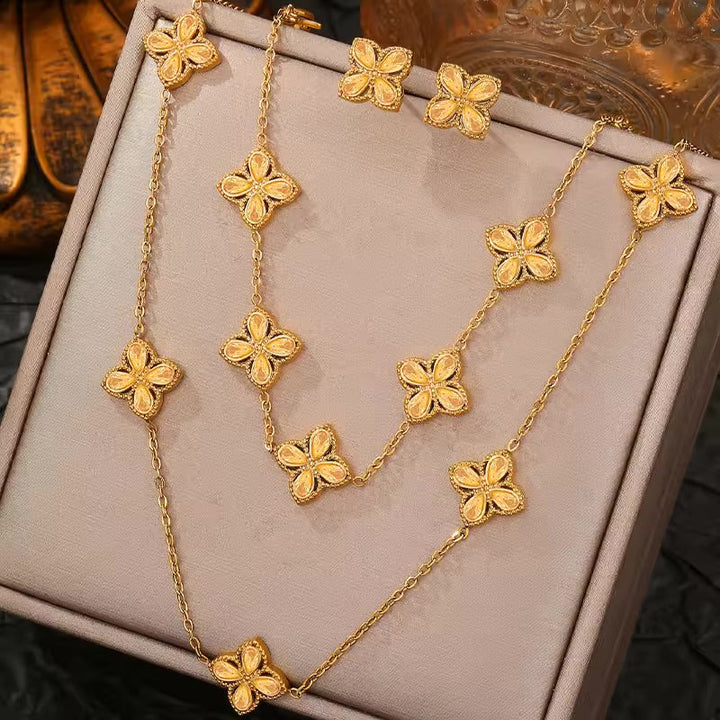 Women's Four-Leaf Clover Charm Jewellery Set