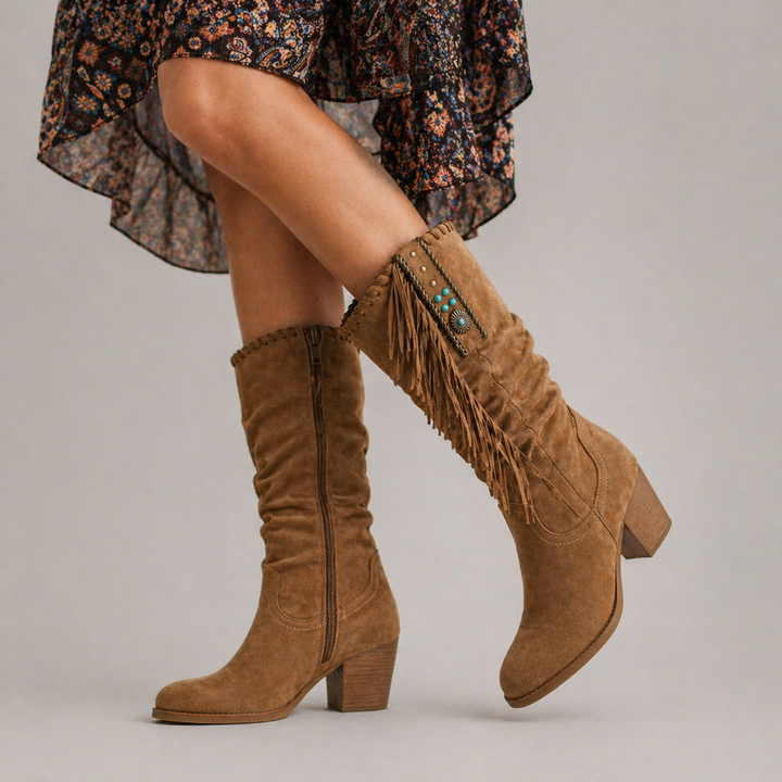 Women's Fringe Mid-Calf Cowboy Boots