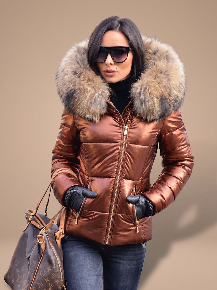 Women's Fur-Trim Hood Quilted Puffer Coat