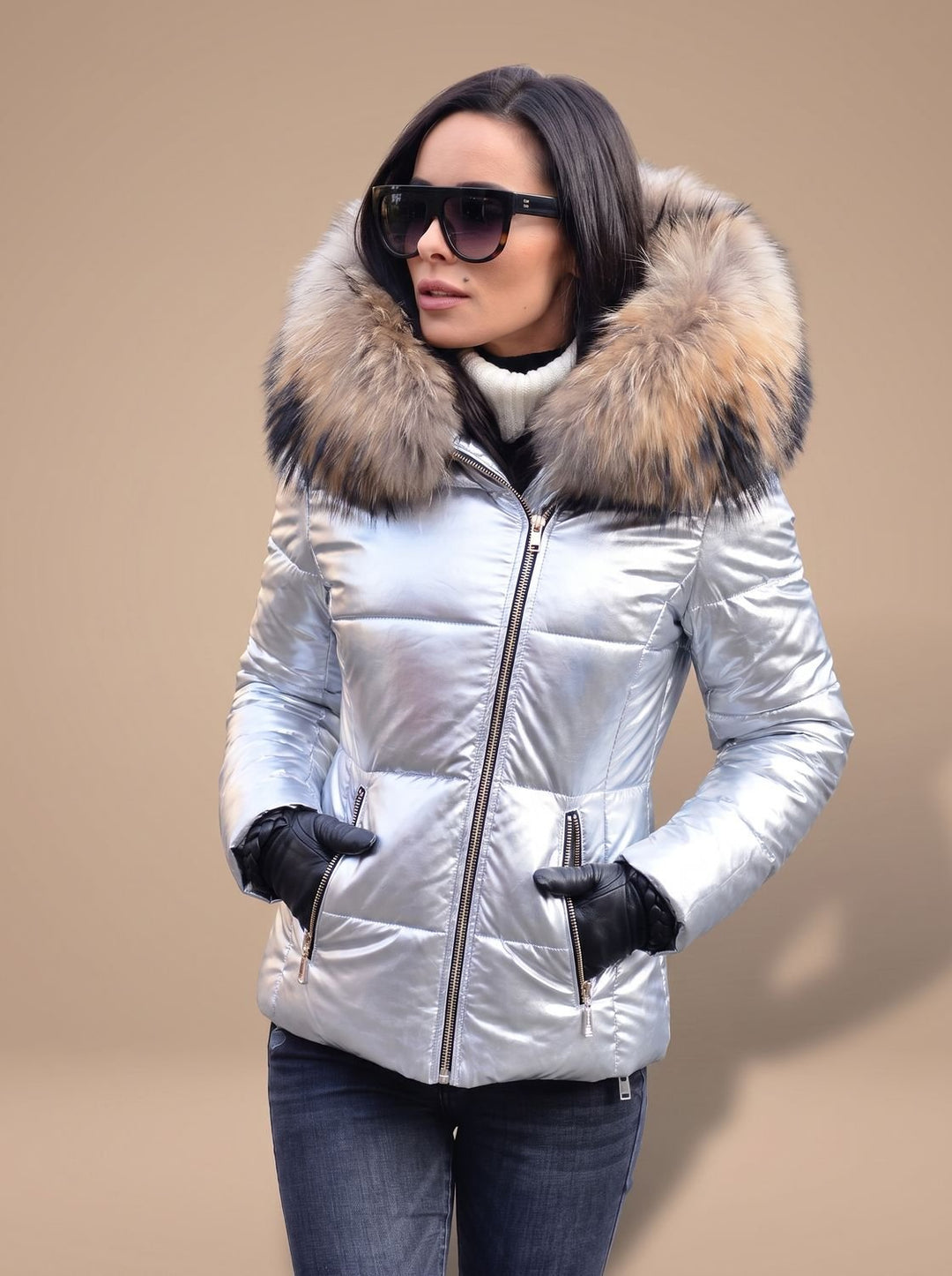 Women's Fur-Trim Hood Quilted Puffer Coat