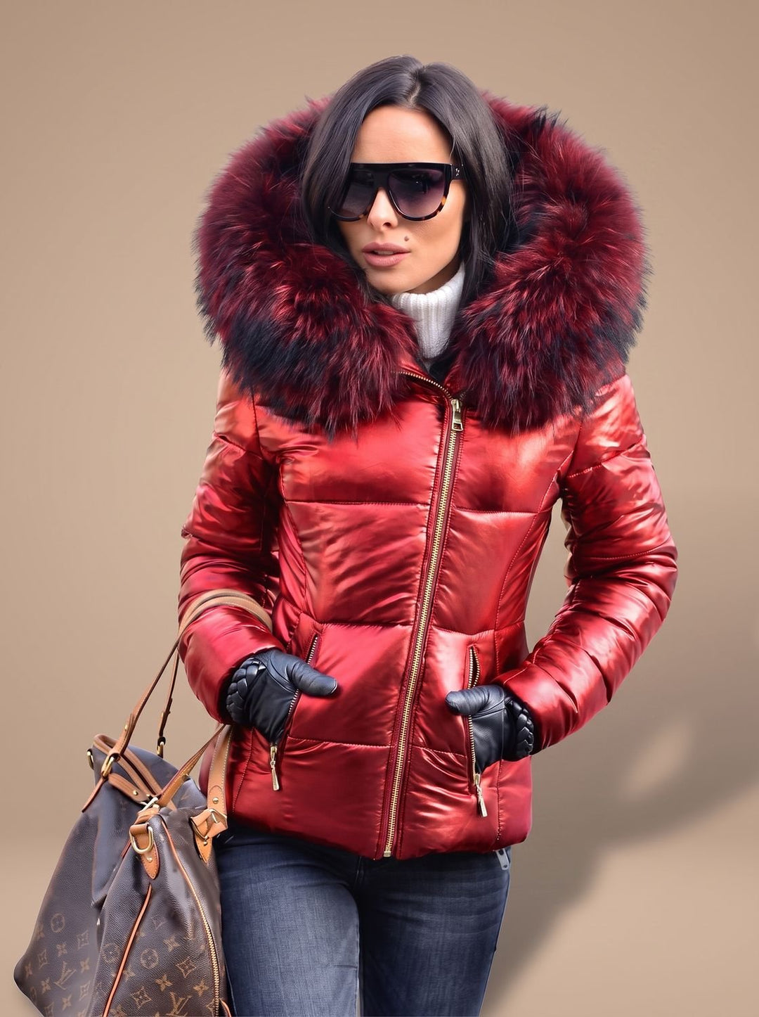 Women's Fur-Trim Hood Quilted Puffer Coat